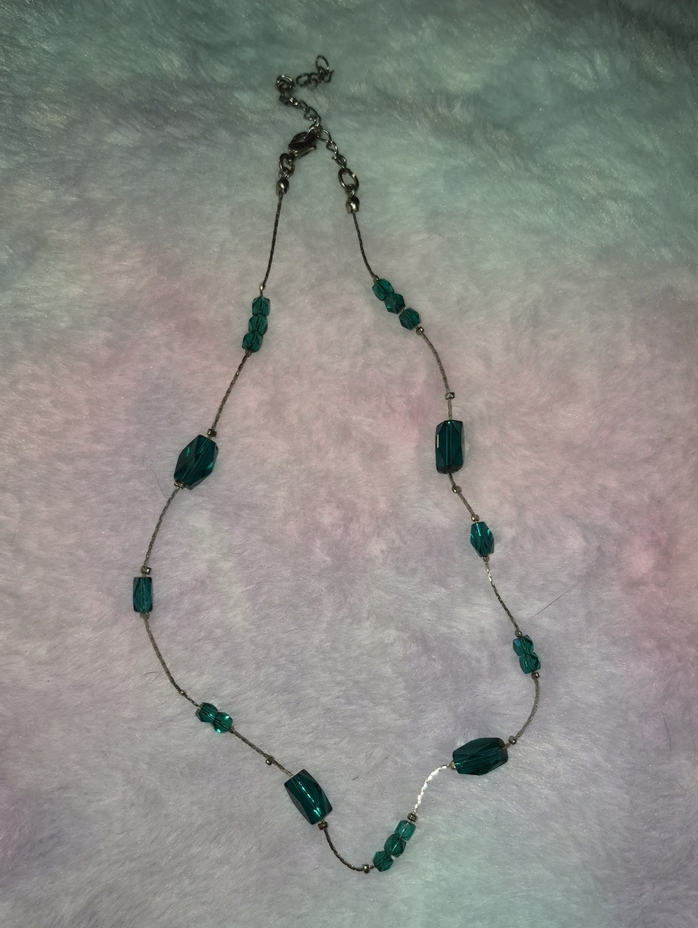 Delicate Teal Bead Station Necklace - Women Jewelry